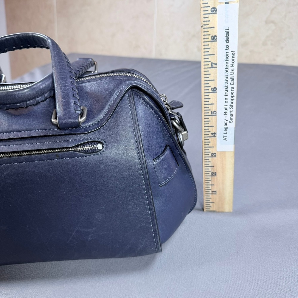 Coach Ace Satchel Glovetanned Leather Navy Blue 12x8x6.5 Braided Handles 37017 - Picture 13 of 16